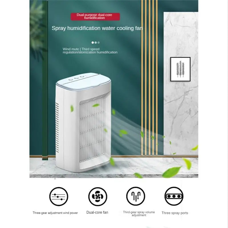 [B25B!】 Portable Mini Air Conditioner Fan USB Water Mist Fan Personal Air Cooling Fan Desktop Humidification Fan
