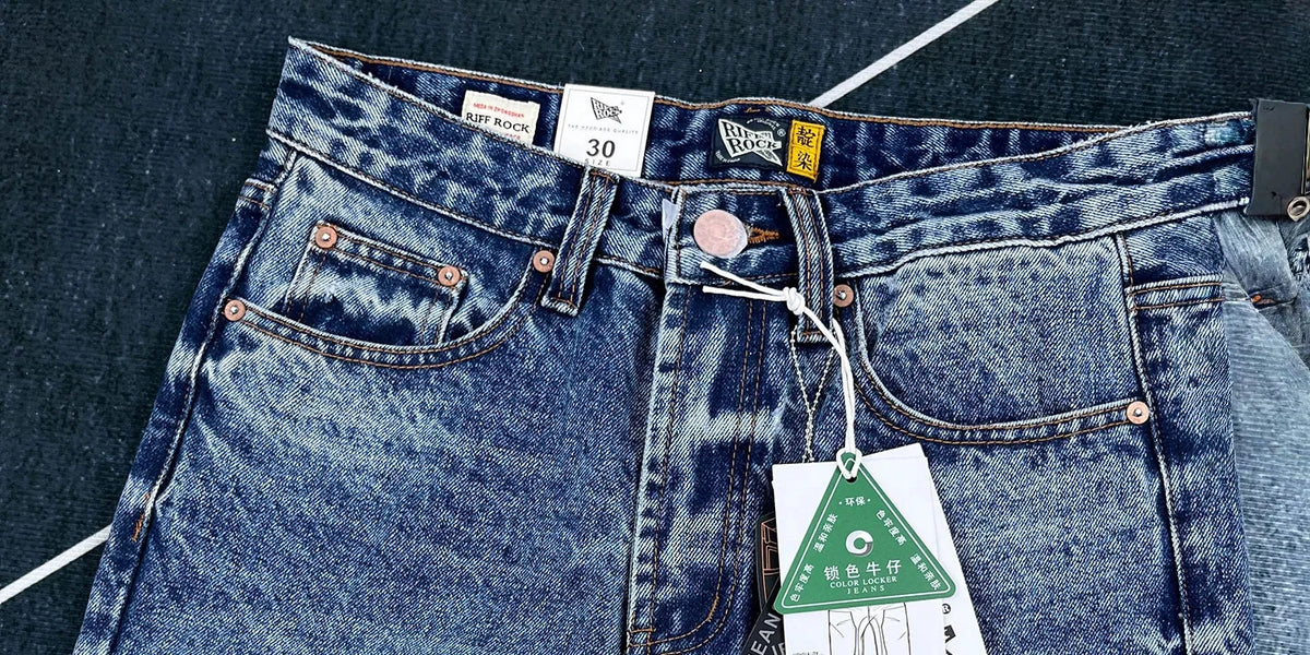14oz Heavy loose straight jeans men's autumn American casual Japanese trousers