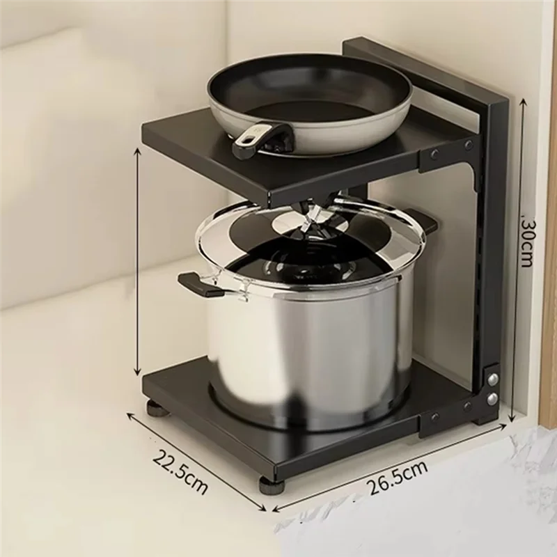 KYCOR-Adjustable Pot Organizer Rack - Space-Saving, Rustproof Storage For Pans, Pots & Lids - Under Cabinet Kitchen Solution