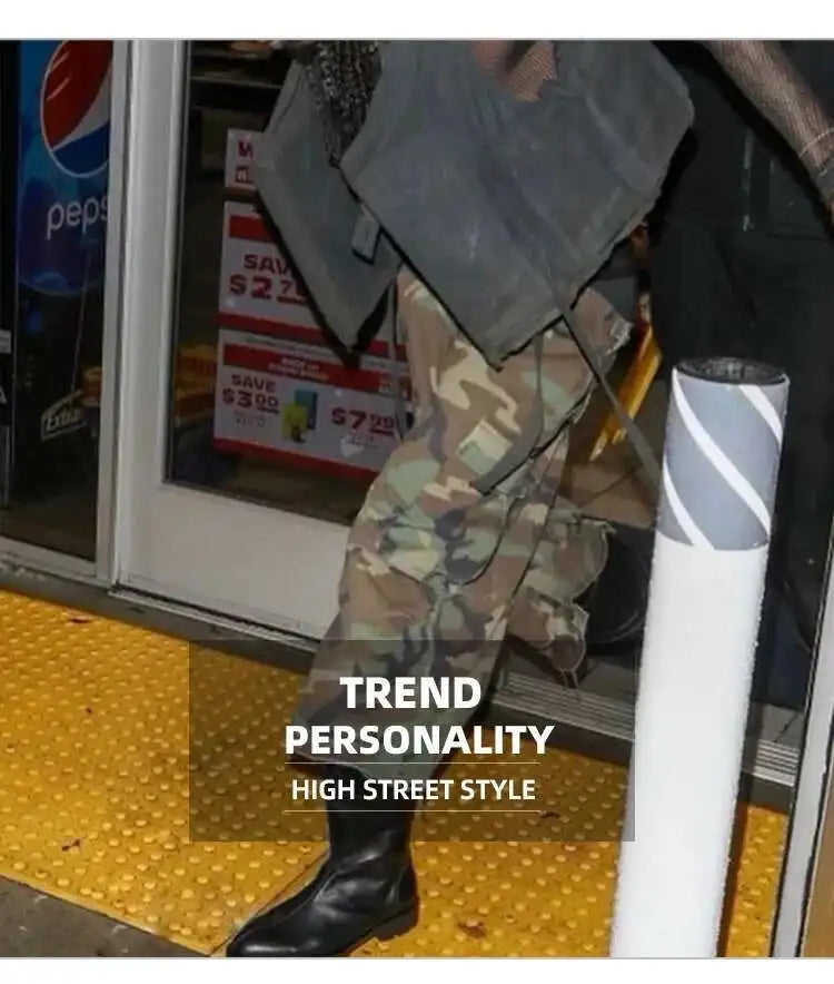 PFNW Men's Summer 2025 New Camouflage Calf-length Cargo Pants Buckle Belt Drawstring Men's And Women's Casual Shorts 28W6060