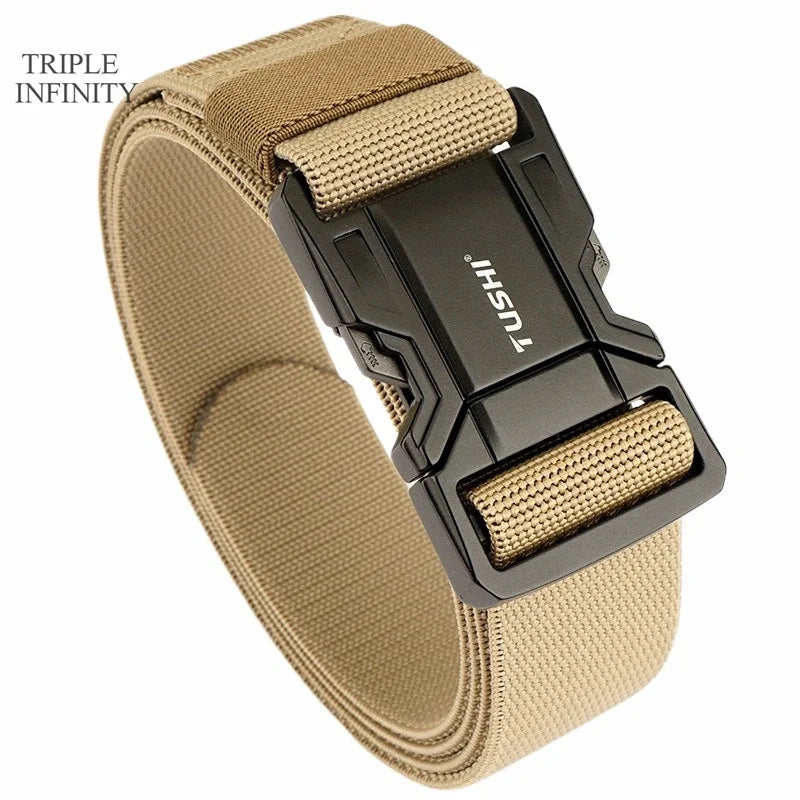 Quick Release Military Tactical Belts With Metal Buckle Durable Elastic Waist Belt Men Outdoor Training Stretch Strap For Pants