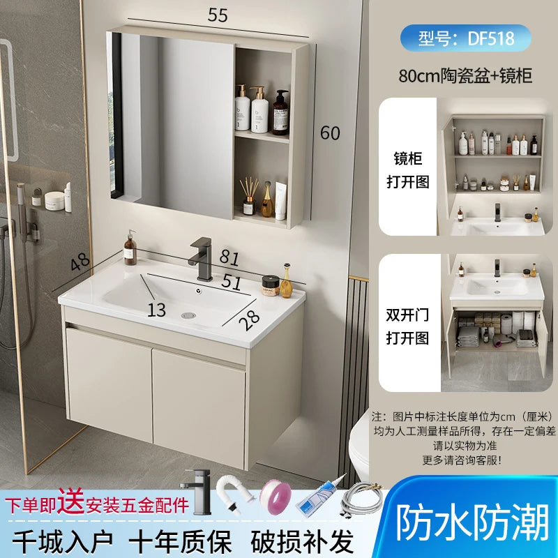 Wall Basin Bathroom Cabinet Set Sink Mirrors Shelves Bathroom Cabinets Storage Organizer Mobile Bagno House Accessories