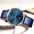Top Brand OLEVS Ultra Thin 6.5mm Minimalist Fashion Quartz Watch for Men Leather Strap Auto Date Male Waterproof Mens Wristwatch