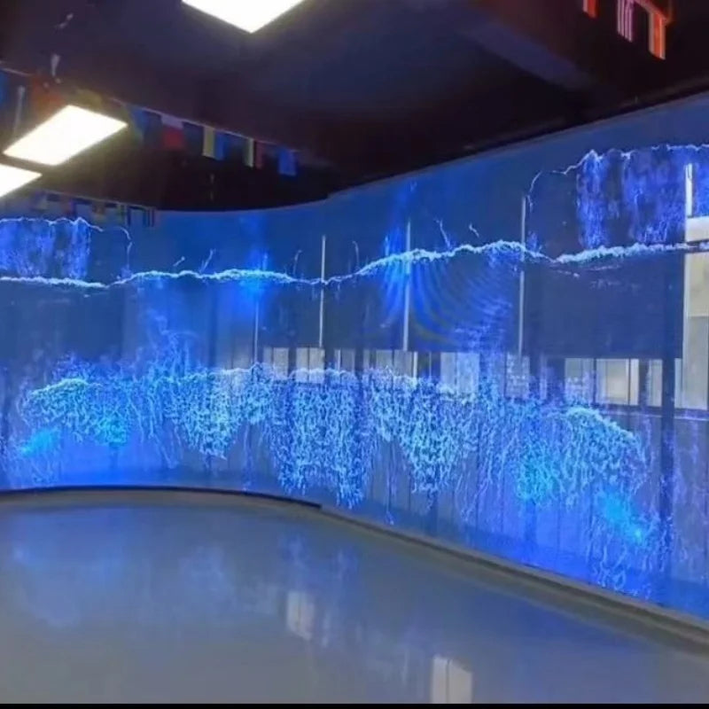 Transparent Advertising Led Video Wall Panel Roll up Crystal Rgb Flexible Mesh Glass Sticker Screen Luxury Thin Film LED