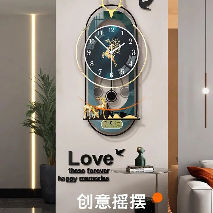 Wall clock household modern light luxury atmosphere decoration wall watch living room simple creative clock wall clock interior