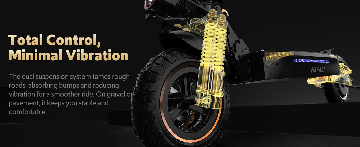 Off Road Electric Scooter, 1200W Motor, 25 Miles Range,11" All TerrainTire E Scooter for Adult, E-Scooter with Double Suspension &Side Light