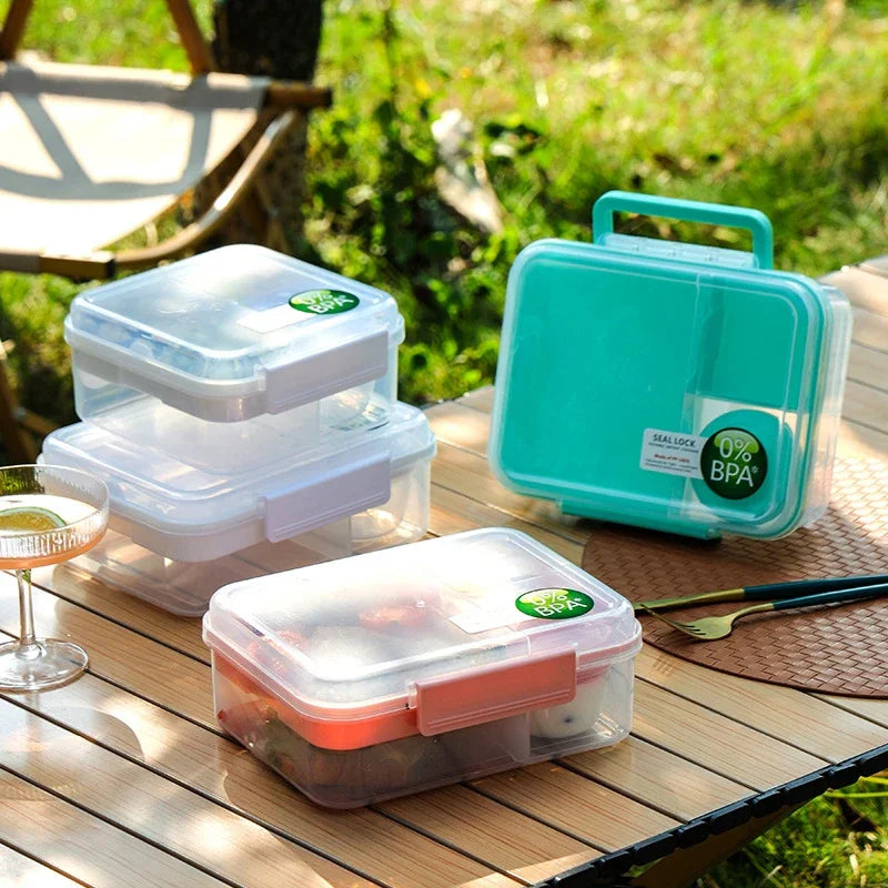 Lunch Box Portable Microwave Lunch Containers Sealed Salad Box Picnic Food Storage For Adult/Kid/Toddler 4 Compartment Container
