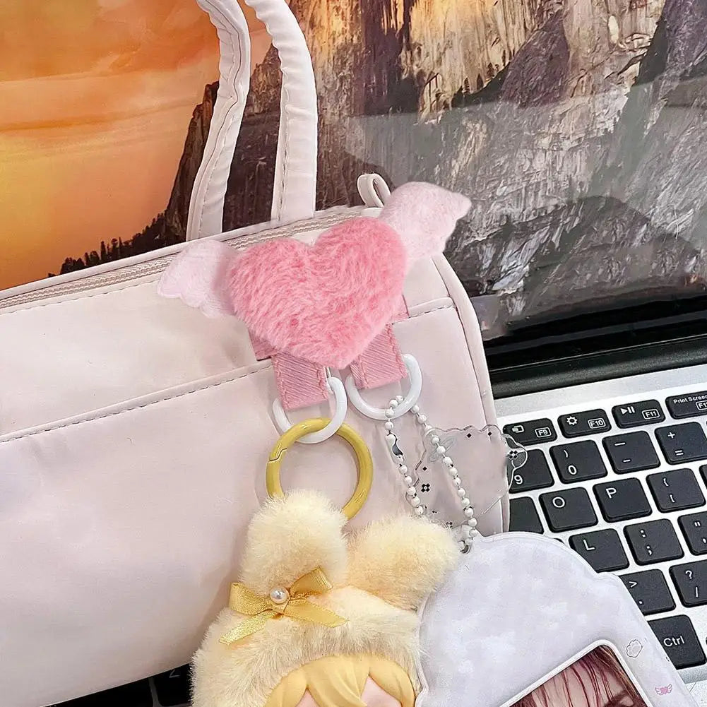 Cute Cartoon Doll Keychain Creative Angel Wings Bag Pendant Kawaii Backpack Charm DIY Keyring Jewelry Accessory Girl Gift
