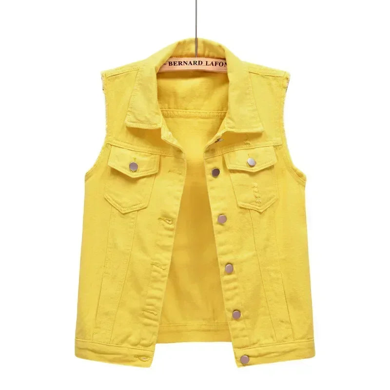 Denim Vest for Women Jacket Spring Streetwear Women Clothing Autumn Coats Fashion Clothes Casual Vintage Elegant Sleeveless