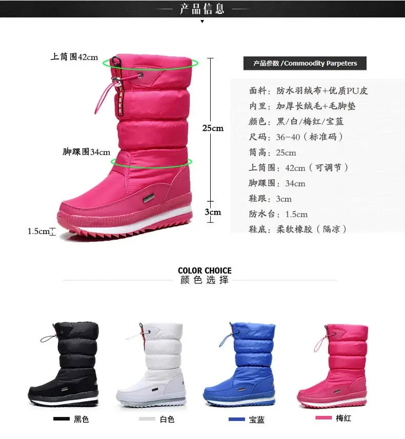 Winter Boots Thick Plush Waterproof Non-slip Boots Fashion Women Winter Shoes Warm Fur Botas Mujer Women Snow Boots Platform