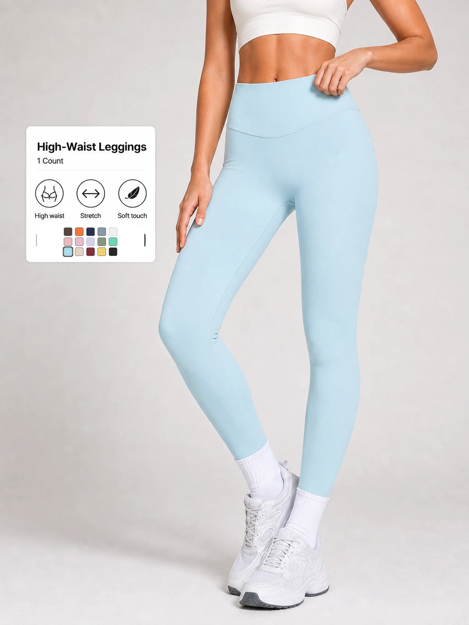 Women High Waist Yoga Pants Soft Stretch Leggings Tummy Control Fitness Gym Running Workout Sports Trousers