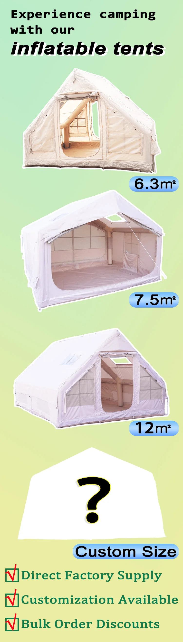 Camping Tent, 16 sq.m Poly-Cotton Glamping Air Tent, 6-8 Person Instant Setup Waterproof Four Season Family Cabin Tent