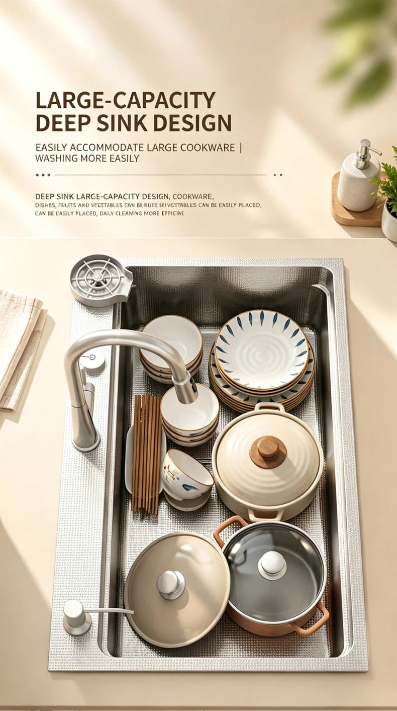 316L Stainless Steel Kitchen Sink Undermount Sinks Antiscratch Rice Granule Embossing Large Single Slot Dish Wash Basin