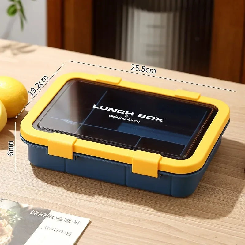 1500ML Bento Box Portable Lunch Box Kids Students Office Lunch Box with Spoon Fork Leakproof Microwavable Food Storage Container