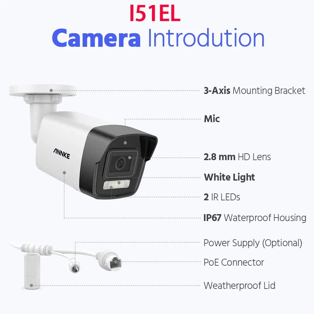 ANNKE 4K Ultra HD POE Video Surveillance System 8CH H.265+ NVR With 12MP Security Cameras CCTV Kit Audio Recording 8MP Ip camera
