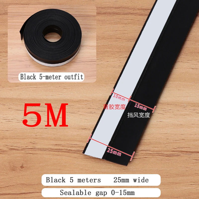 5M Shower Room Glass Door Sealing Strip Window Windproof Strip Warm Bathroom Door Lower Water Blocking Adhesive Strip