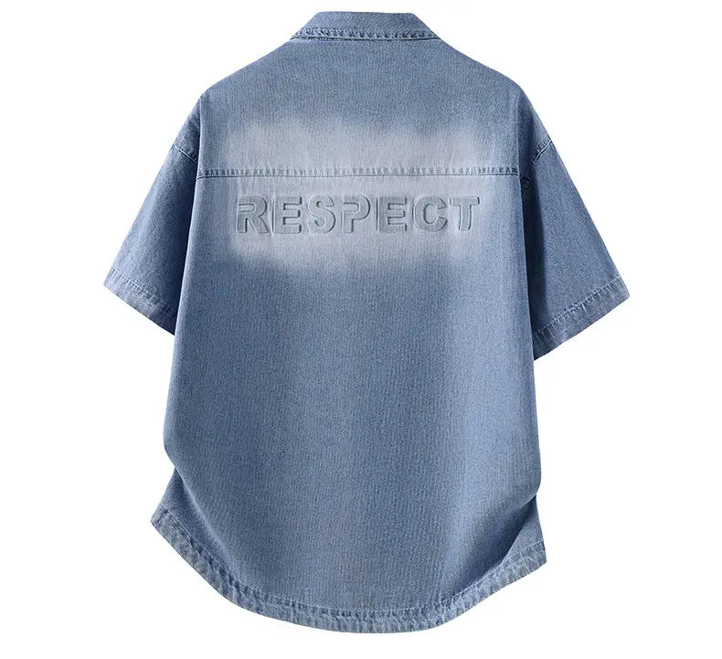 Men's Denim Shirt Summer Fashion Breathable Cotton Blend Short Sleeve Shirt Street Trendy Daily Outing Comfortable Jean Shirt