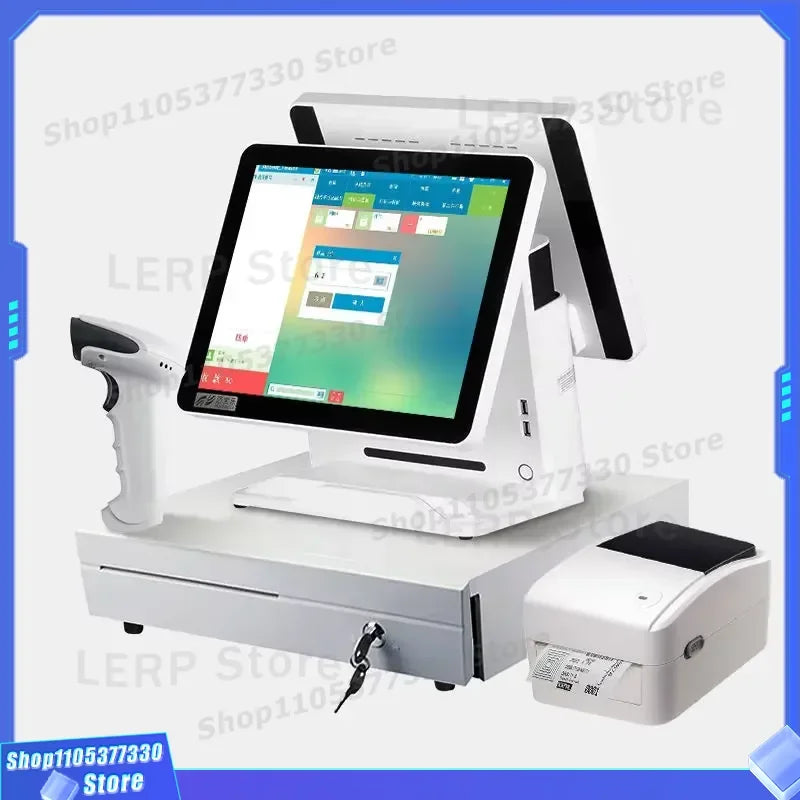 15 Inch POS System Terminal with Thermal Printer Scanner and Cash Drawer for Restaurant Billing Invoicing Machine Retail Shop