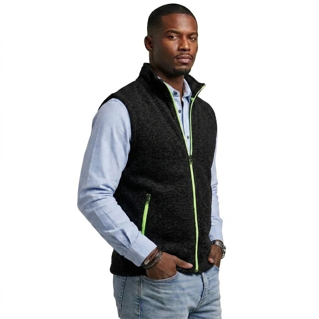 Autumn Men's Stand Collar Vest Zip Casual Knitted Sweatshirts Sleeveless Jacket Winter Warm Outerwear with Pockets Streetwear