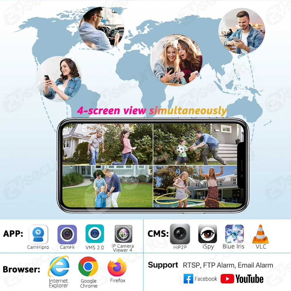 4K 8MP Wifi Dome PTZ Camera Outdoor Humanoid Tracking IP Camera Indoor 2-way Audio Wireless Home Security Surveillance Cameras