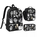 MJ 3pecs/set Backpack for Student High School Daypack Lunch bag Pencil Case