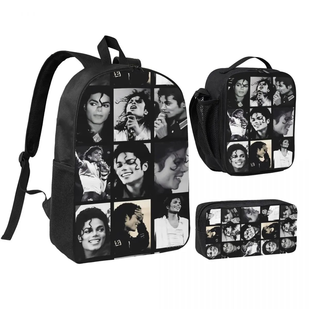 MJ 3pecs/set Backpack for Student High School Daypack Lunch bag Pencil Case