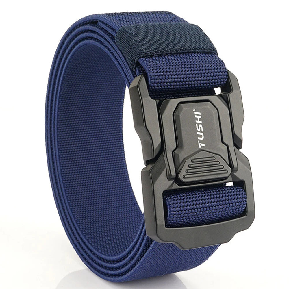 TUSHI New Tactical Outdoor Belt for Men and Women Aluminum Alloy Buckle Quick Release Elastic Belt Casual Belt Jeans Waistband