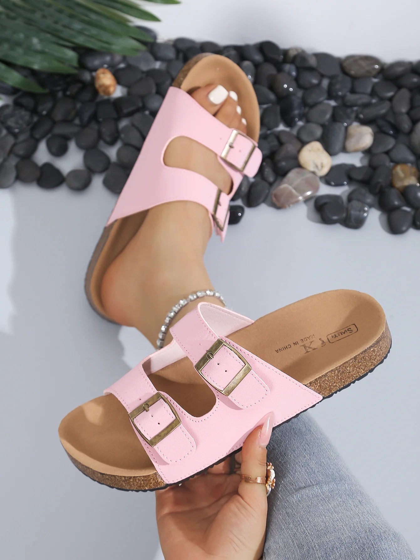 2026 Slippers for Women Cork Beach Sandals Outdoor Clogs with Adjustable Buckle Women Shoes Platform Slippers Flats Slides Women