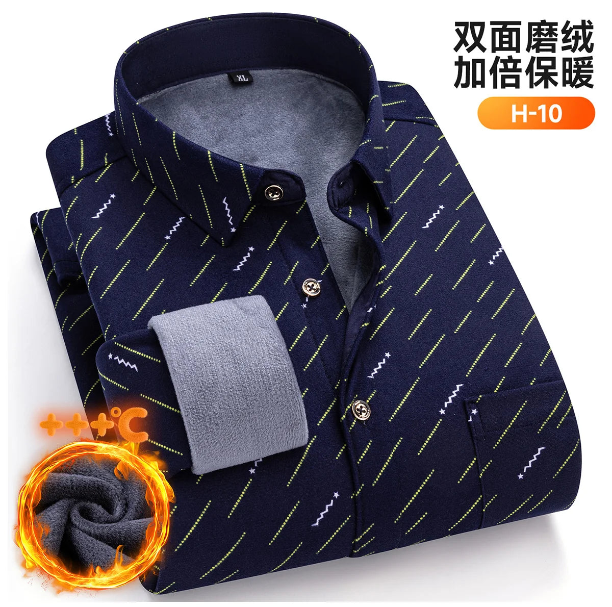 Plus Size 8XL 7XL 6XL Men's Thickene Shirt Long Sleeve Fleece Warm Winter Autumn Casual Soft Print Daily Thermal Male Clothing