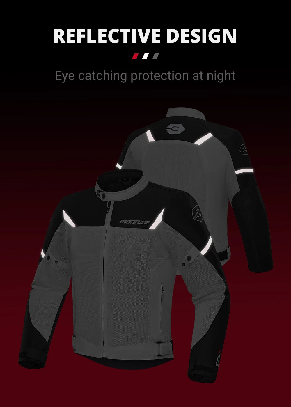 Men's Motorcycle Jacket Outdoor Riding Motorbike Jacket Mesh Breathable Anti-Fall Motocross Clothing With 5pcs Protector