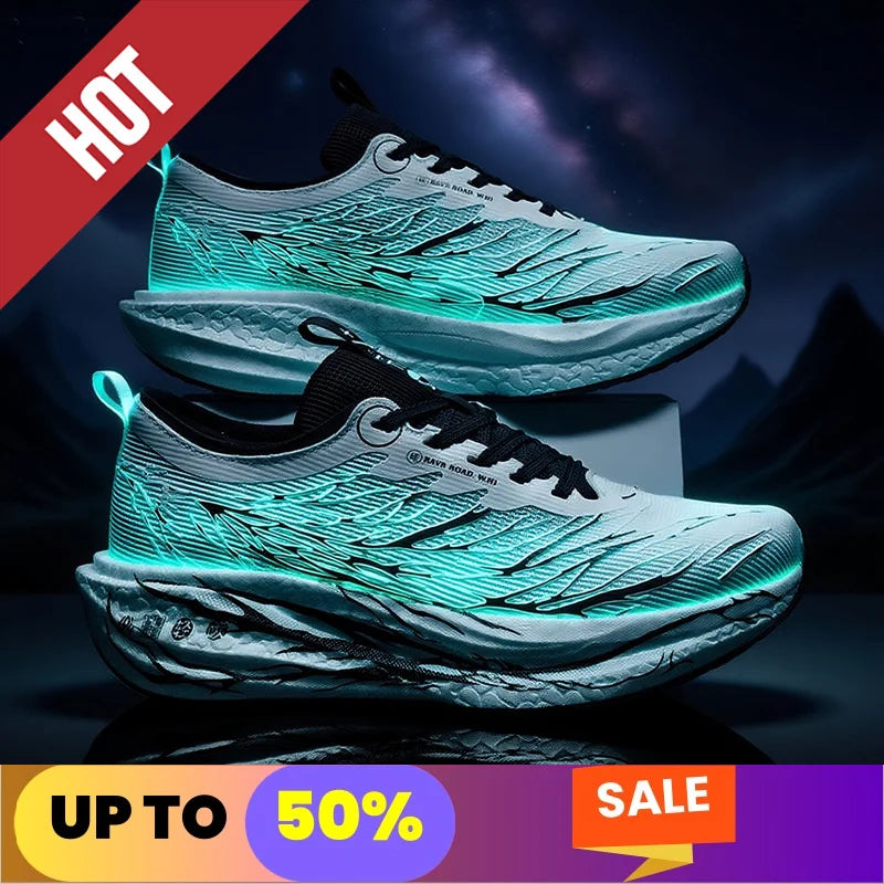 Fluorescence Running Shoes CarbonBoard Marathon Men Sports Breathable Women's Comfortable Athletic Sneakers Soft Wear Resistant