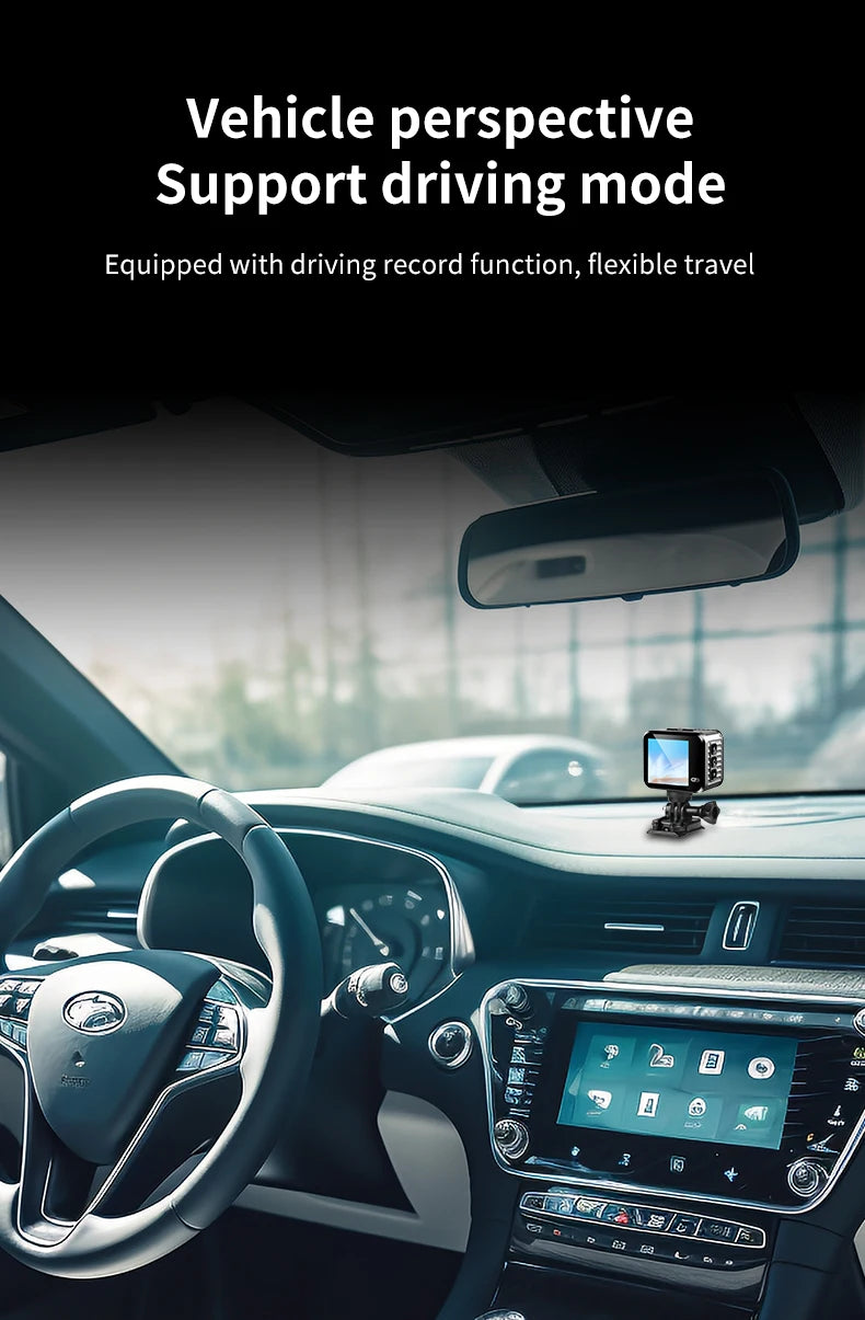 Mini HD Action Camera with 1.54 Inch Screen Long Battery Life Portable for Cycling Outdoor Recording Includes 128GB Memory Card