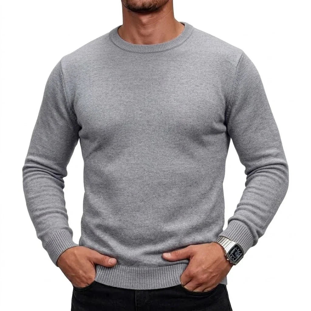 Mens Long Sleeve Knit Jumper Timeless Crew Neck Relaxed Pullover Cozy Knit Tops Business Office Apparel Thermal Knit Tees