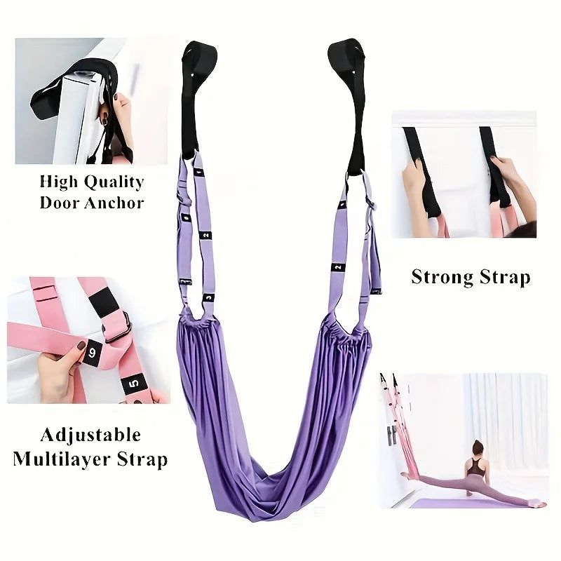 Adjustable Aerial Yoga Strap Elastic Stretch Door Hanging Yoga Belts Hammock Swing Fitness Handstand Rope Training Device Women