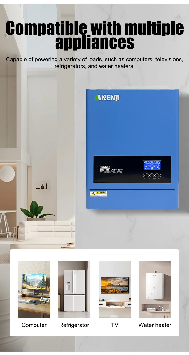 6.2KW Hybrid Solar Inverter 230V 48V Pure Sine Off Grid On Grid Inversor 120A MPPT Solar Charge Controller for PV Solar Panels