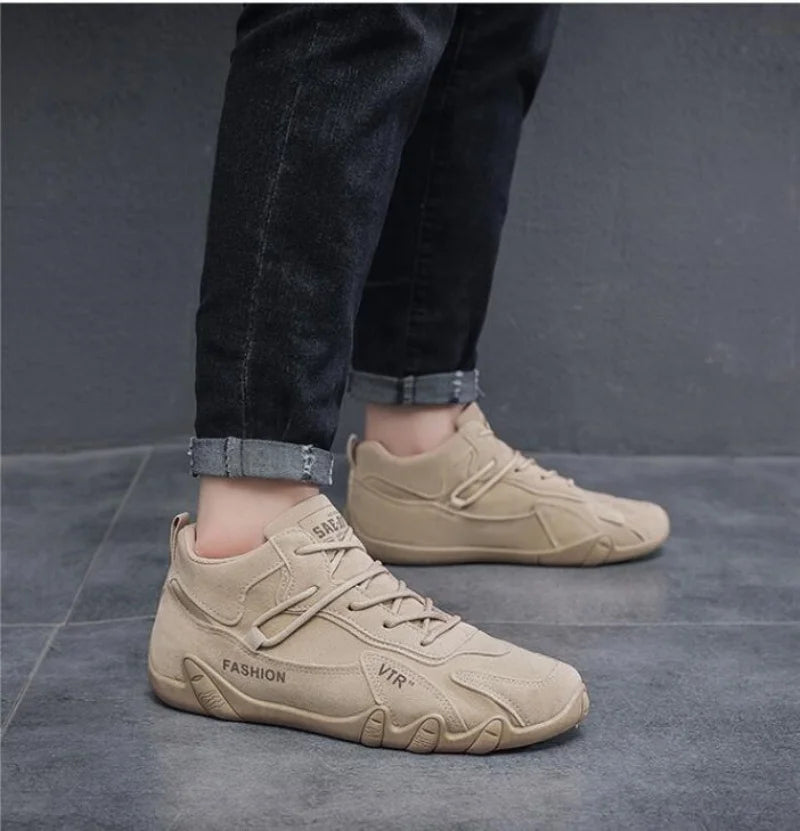 Waterproof Leather Ankle Boots for Men Waterproof Sneakers lace Up Leather Casual Sneakers for Men Casual Motorcycle Shoes