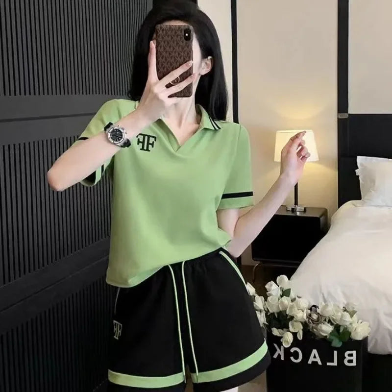 Women's Short Sets 2 Pieces Top and Bottom Tracksuit Female Shorts Sleeve Vacation Outfits Woman 2025 Novelty In New Products
