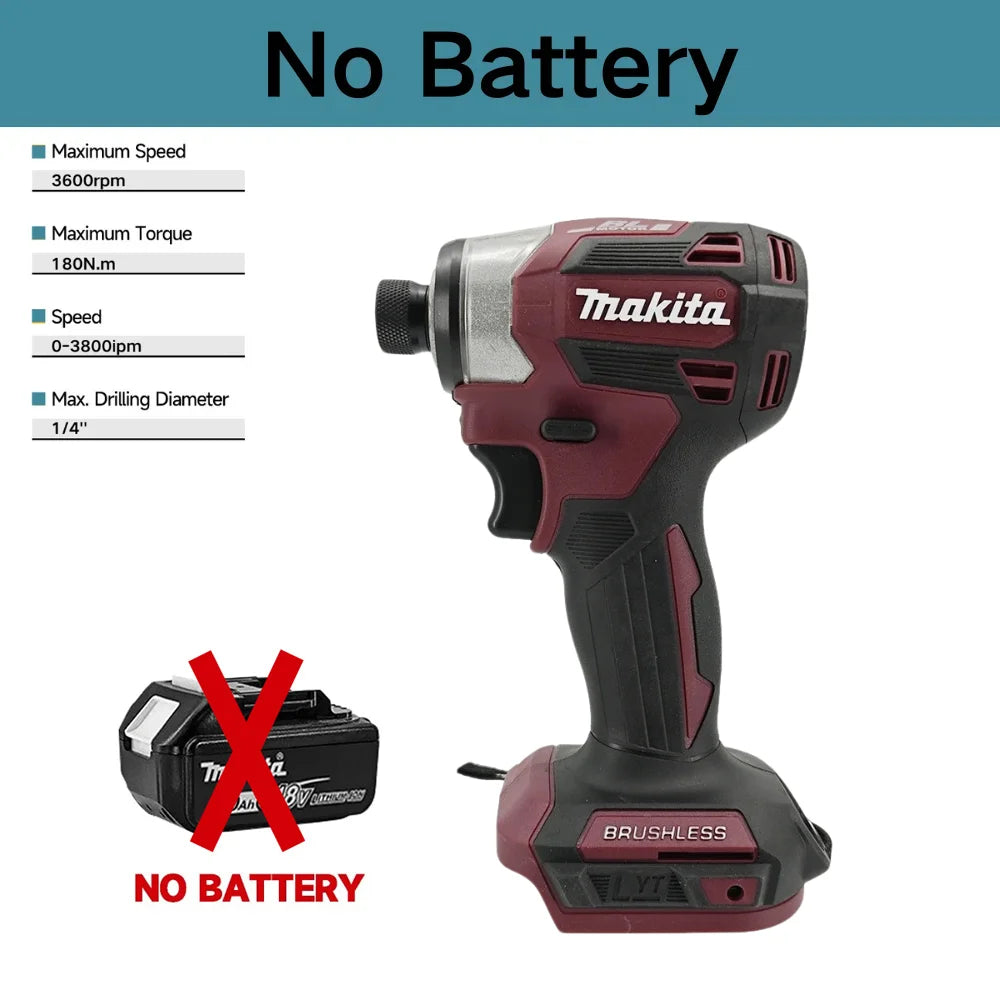 Makita 18V DTD173 Brushless Electric Drill 180Nm Cordless Impact Driver for Home Improvement And DIY Wood/Bolt/T-Mode Power Tool