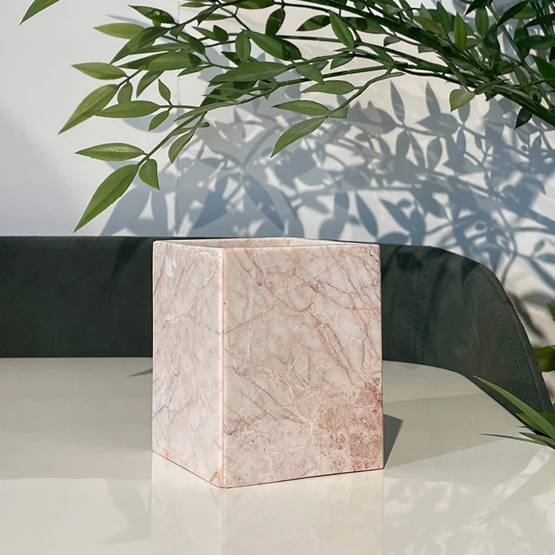 Art Ornament Photographic Prop Marble Candle Holder Modern Light Luxury Style Handmade Home Decoration Quadrate Candelabrum