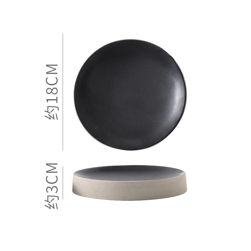 Vintage Round Ceramic Plate Creative Dessert Dim Sum Plate Pastry Plate Steak Plates Sushi Plates Molecular Cuisine Tableware