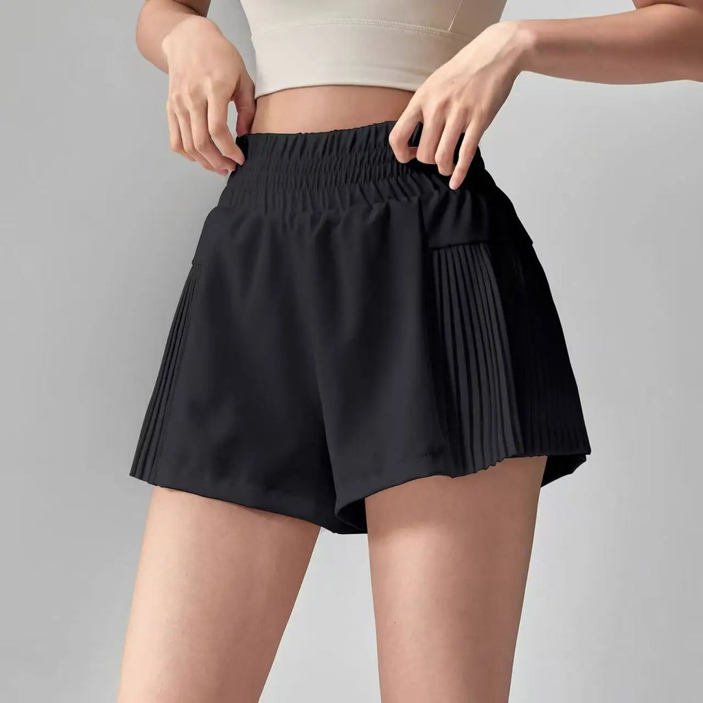 Women's Yoga Shorts Fake Two-Piece Loose-Fit Anti-Exposure Breathable Quick-Dry Running Fitness Sports Cropped Pants with Pocket