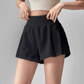 Women's Yoga Shorts Fake Two-Piece Loose-Fit Anti-Exposure Breathable Quick-Dry Running Fitness Sports Cropped Pants with Pocket