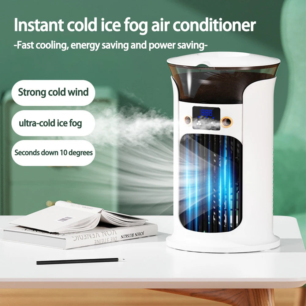 Desktop Mini Air Conditioner Portable USB Air Cooler Fan For Home Room Camping Humidifier Cooling Fans 7 Color Night Lamp 선풍기