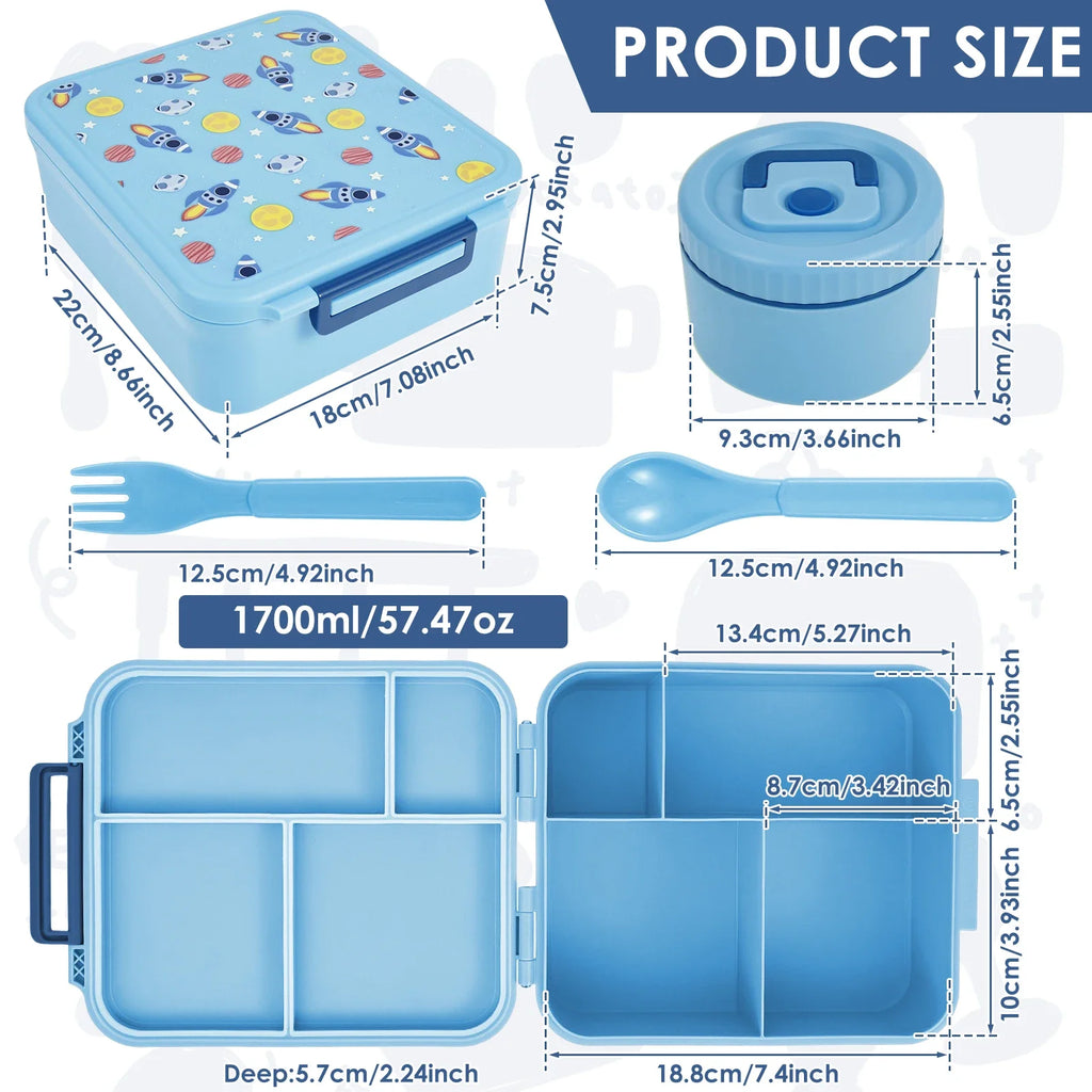 Adorable Kids Lunch Box Student Microwave Safe Travel Bento Box Food Container Portable Leak Proof Fruit Salad Bento Box 1700ml