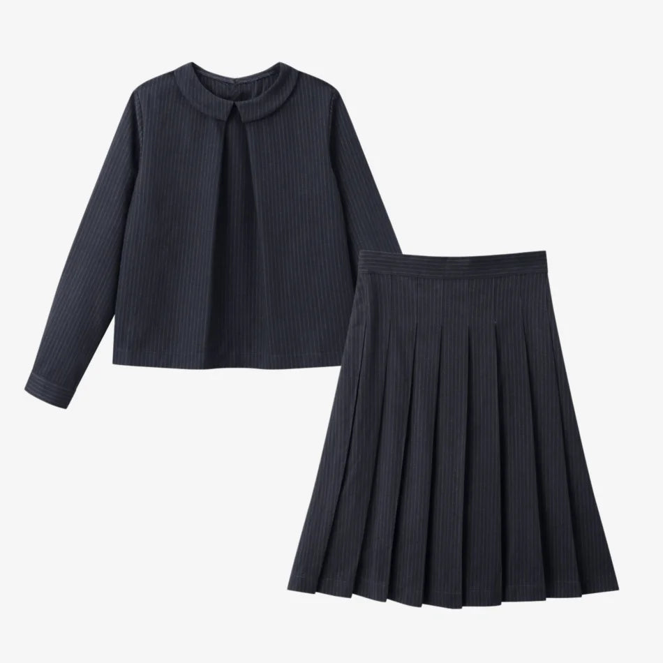 (Ship out in 1 day) AS AW26 ISRAEL Pinstripe Windsor Collection with knitting children clothes shirt