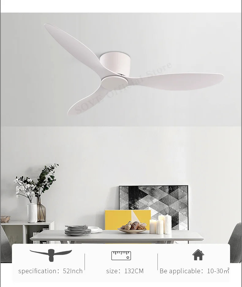 Modern Led Ceiling Fan Without Lights DC Motor 6 Speeds Timing Fans 17CM Low Floor Loft Remote Control Decorative Fan With Light