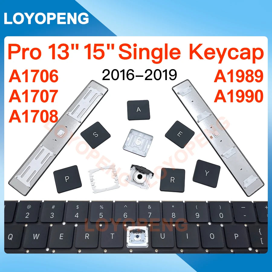 Replacement Keycap Single Key or Hinge 2016-2019 For MacBook Pro Retina 13" 15" A1706 A1707 A1708 A1989 A1990