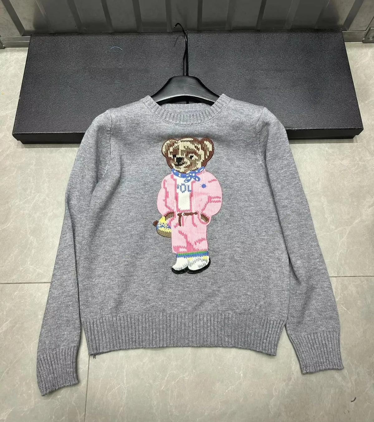 Cartoon Pink Bear Pullover Sweater 2025 Fall/Winter New Fashion Casual Long Sleeve Embroidery Knitted Tops For Women