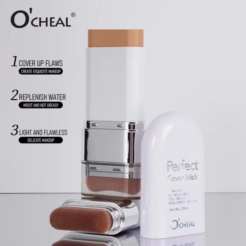 Thin and Comfortable Perfect Cover Stick Waterproof Instant Natural Concealer Foundation Stick Long-lasting with Brush