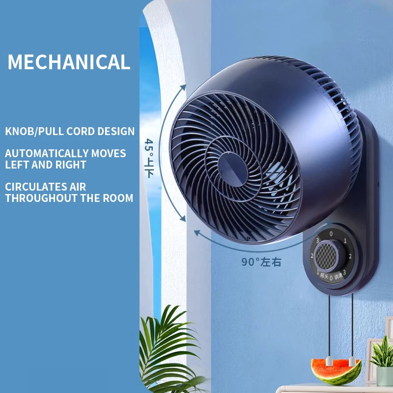 Electric fan, small household wall-mounted air circulation wall fan, kitchen and bathroom punch-free wall-mounted fan